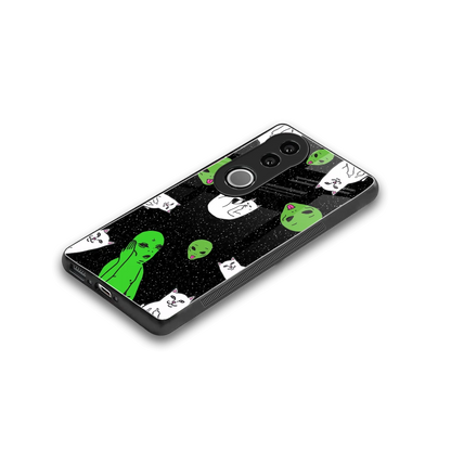 Space Kitty stylish phone case for vivo v50 | glossy glass and slim fit