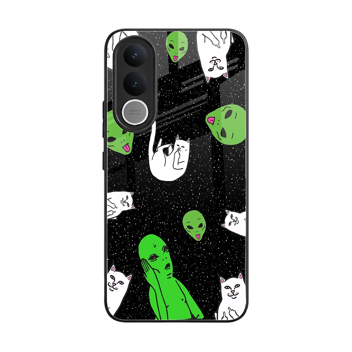Space Kitty back phone cover | glass case for vivo v70 fe