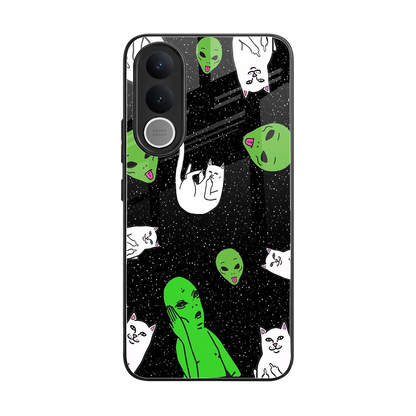 Space Kitty back phone cover | glass case for vivo v70 fe