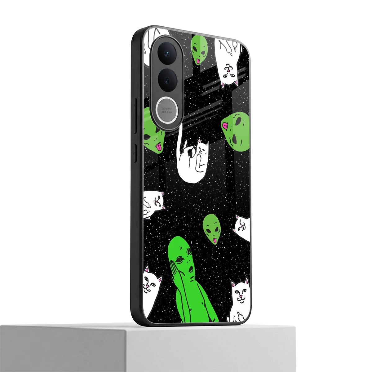 Space Kitty vivo v70 fe mobile cover | shockproof glass phone case