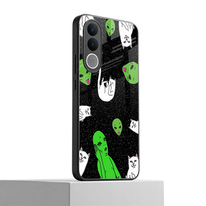 Space Kitty vivo v70 fe mobile cover | shockproof glass phone case