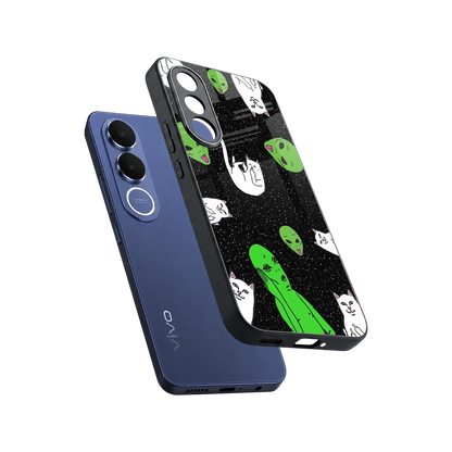 Space Kitty sleek vivo v70 fe cover with tempered glass back and TPU edges