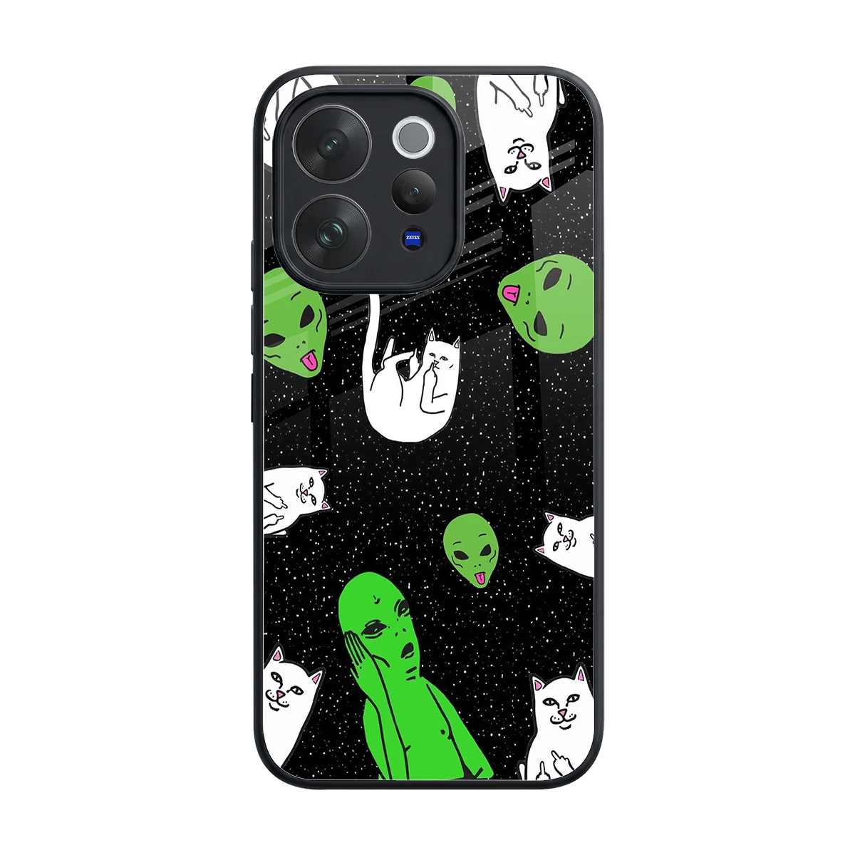 Space Kitty back phone cover | glass case for vivo v70
