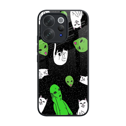 Space Kitty back phone cover | glass case for vivo v70 elite
