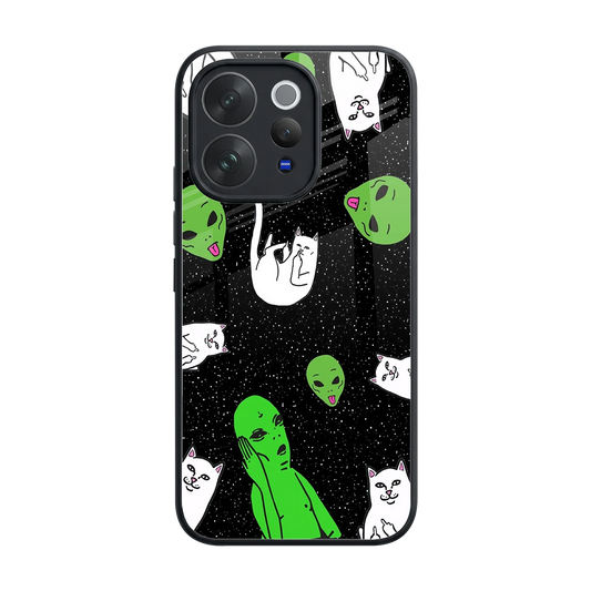Space Kitty back phone cover | glass case for vivo v70 elite
