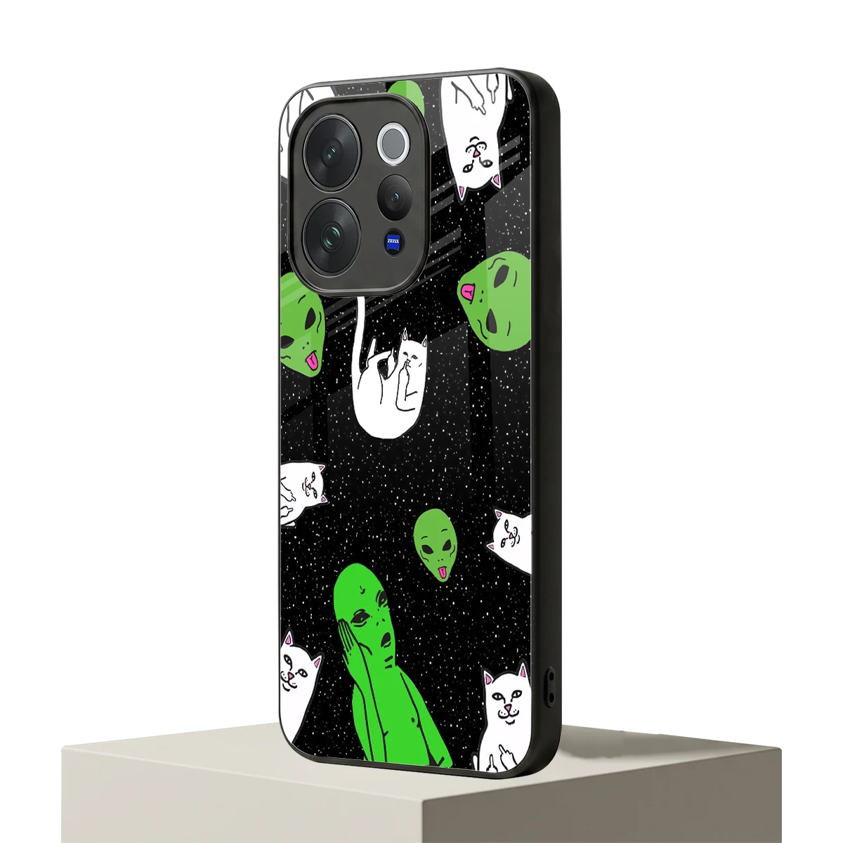 Space Kitty vivo v70 mobile cover | shockproof glass phone case