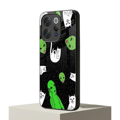 Space Kitty vivo v70 mobile cover | shockproof glass phone case