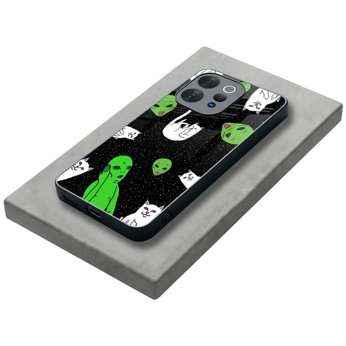 Space Kitty stylish phone case for vivo v70 elite | glossy glass and slim fit