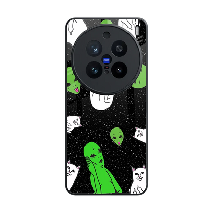 Space Kitty back phone cover | glass case for vivo x200 pro