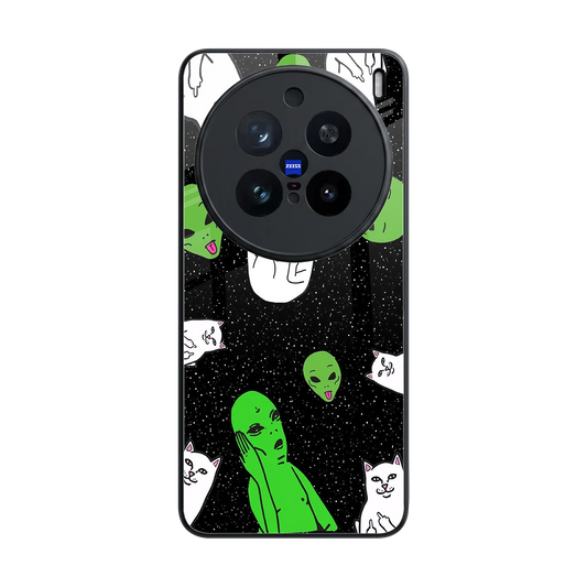 Space Kitty back phone cover | glass case for vivo x200 pro