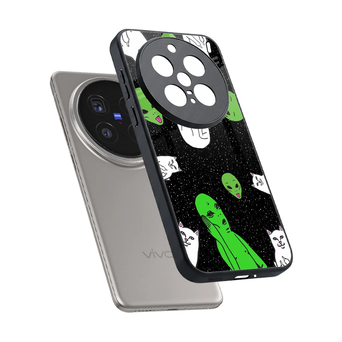 Space Kitty sleek vivo x200 pro cover with tempered glass back and TPU edges