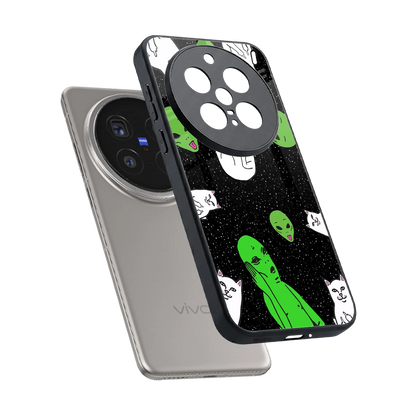 Space Kitty sleek vivo x200 pro cover with tempered glass back and TPU edges
