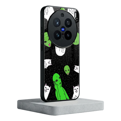 Space Kitty vivo x200 pro mobile cover | shockproof glass phone case