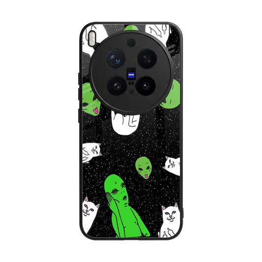 Space Kitty back phone cover | glass case for vivo x300 pro