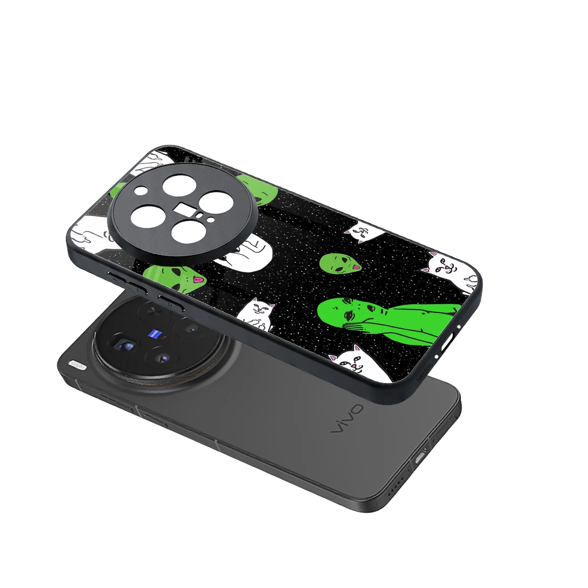 Space Kitty sleek vivo x300 pro cover with tempered glass back and TPU edges