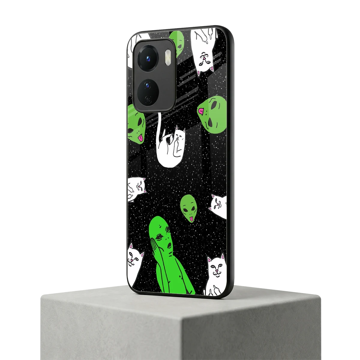 Space Kitty vivo y16 mobile cover | shockproof glass phone case