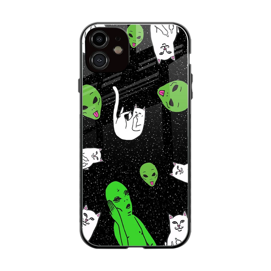 Space Kitty back phone cover | glass case for iphone 12