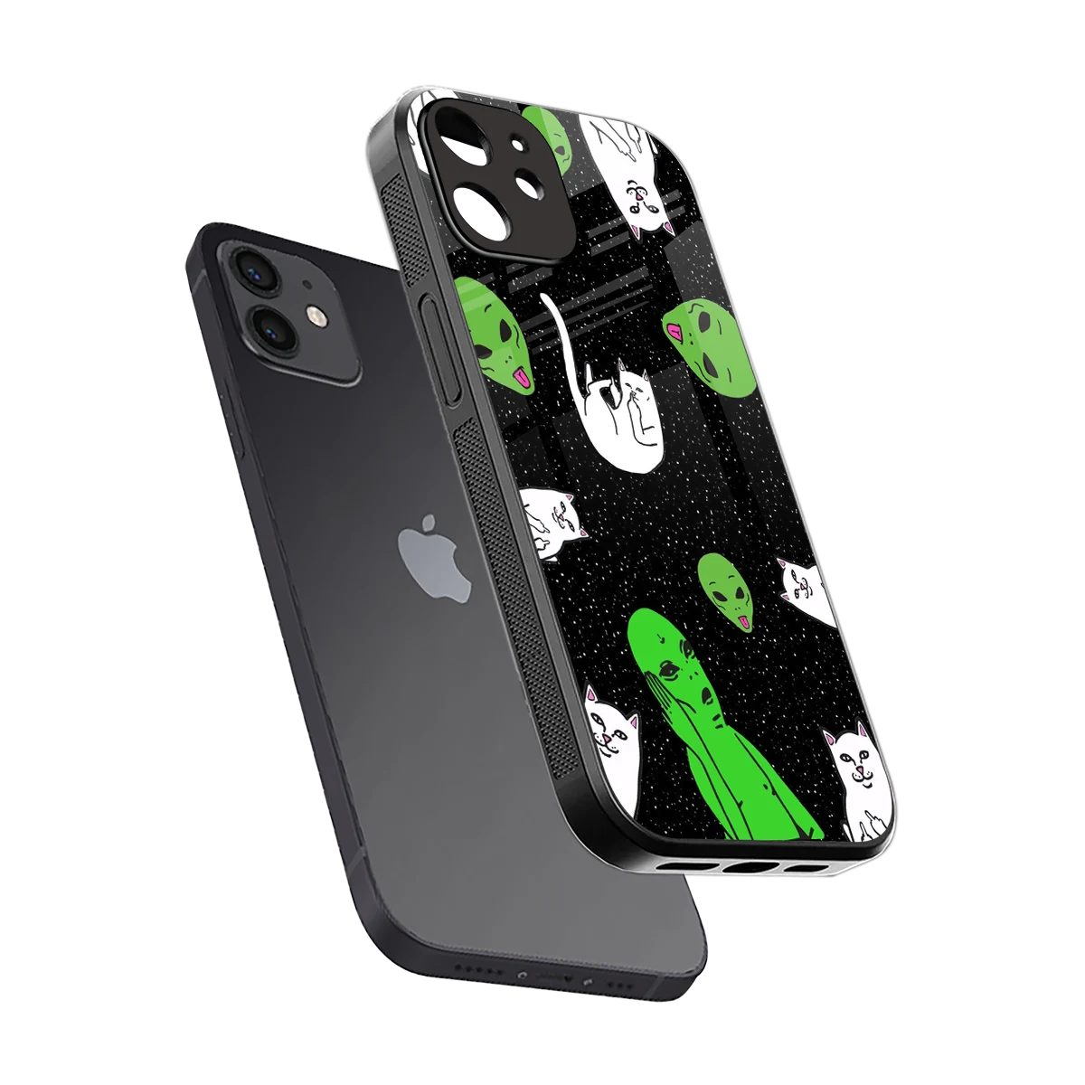 Space Kitty sleek iphone 11 cover with tempered glass back and TPU edges