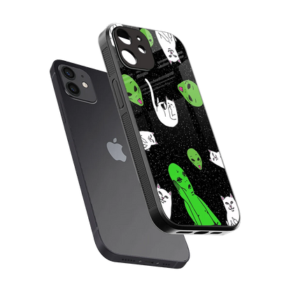 Space Kitty sleek iphone 11 cover with tempered glass back and TPU edges