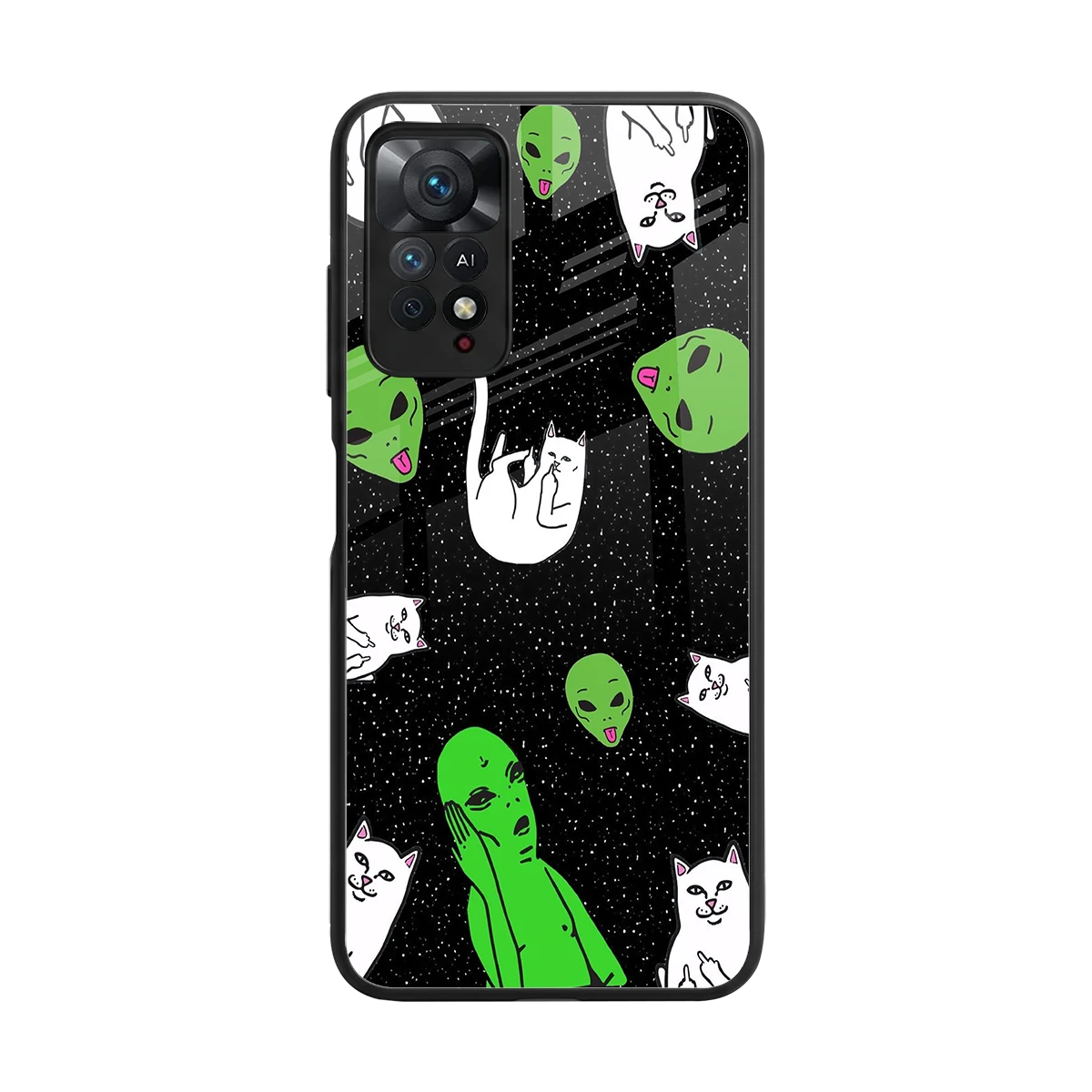 Space Kitty back phone cover | glass case for redmi note 11 pro