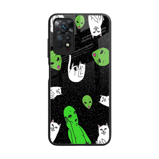 Space Kitty back phone cover | glass case for redmi note 11 pro