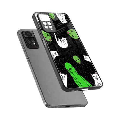 Space Kitty sleek redmi note 11 pro cover with tempered glass back and TPU edges