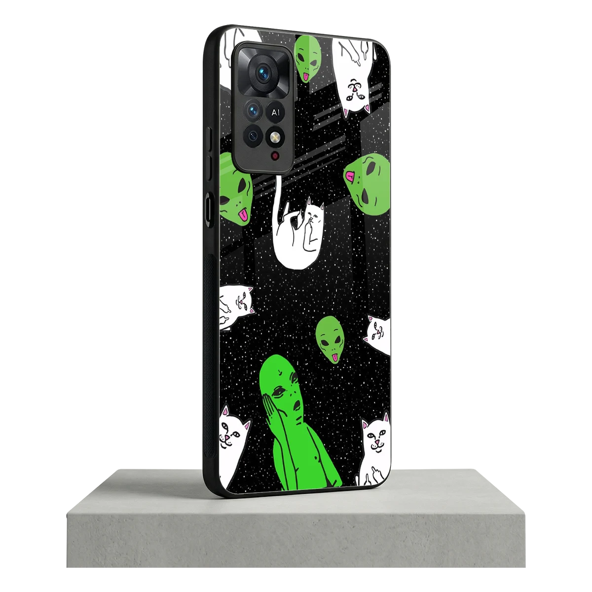 Space Kitty redmi note 11 pro mobile cover | shockproof glass phone case