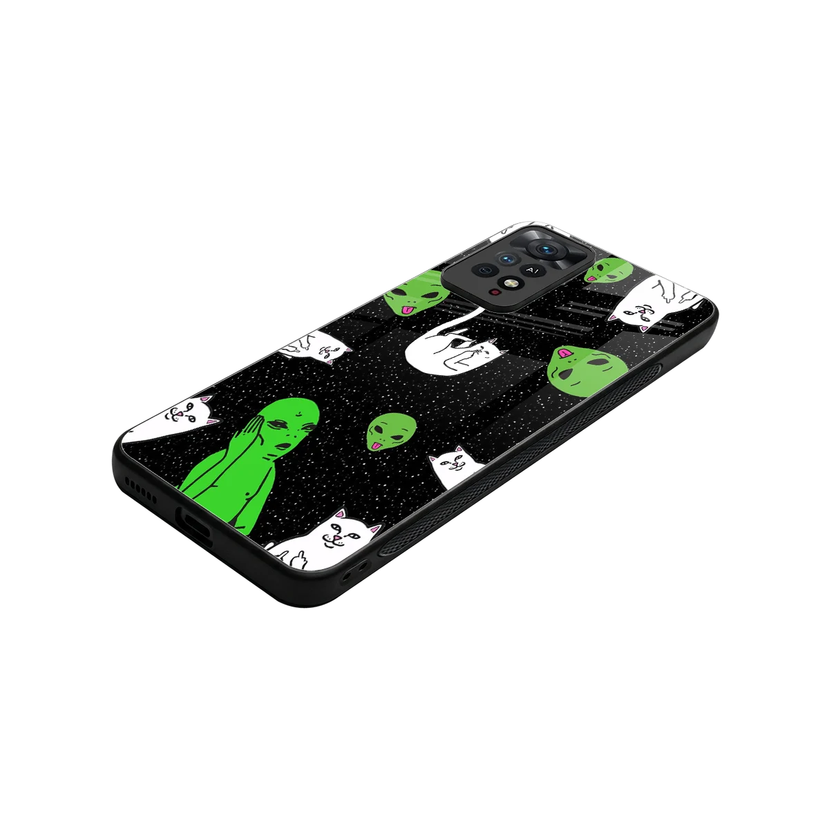 Space Kitty stylish phone case for redmi note 11 pro | glossy glass and slim fit