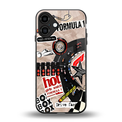 Speedline back phone cover | glass case for iphone 16 plus