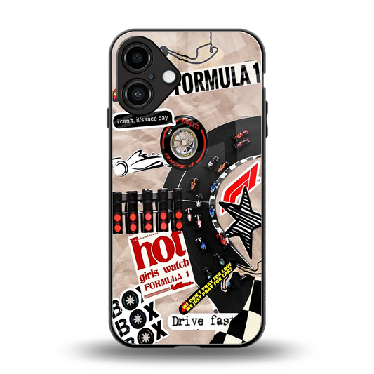 Speedline back phone cover | glass case for iphone 16 plus