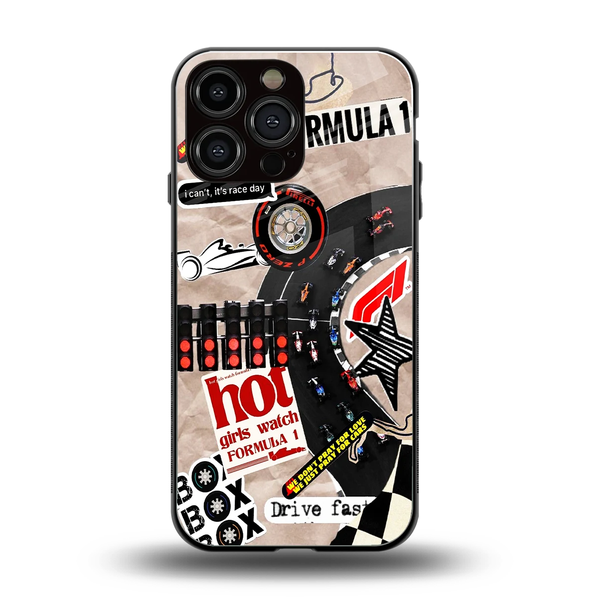 Speedline back phone cover | glass case for iphone 16 pro max