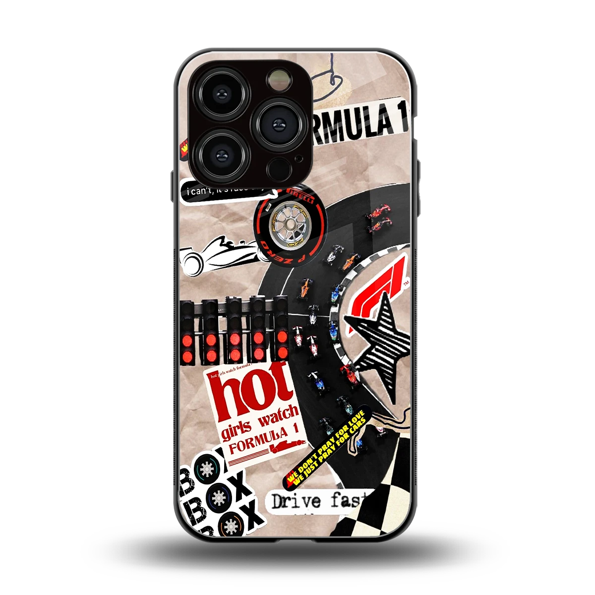 Speedline back phone cover | glass case for iphone 16 pro