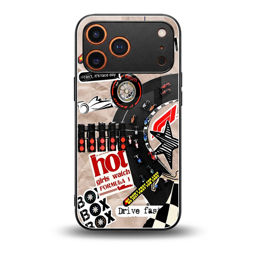 Speedline back phone cover | glass case for iphone 17 pro max