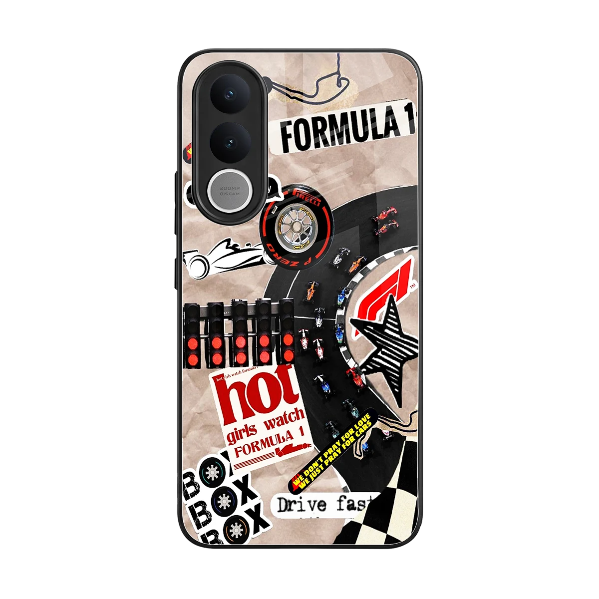 Speedline back phone cover | glass case for vivo v70 fe