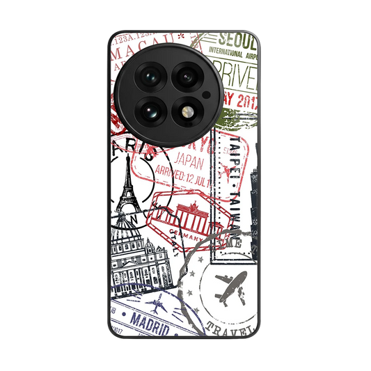 Stamp Collection back phone cover | glass case for oneplus 13