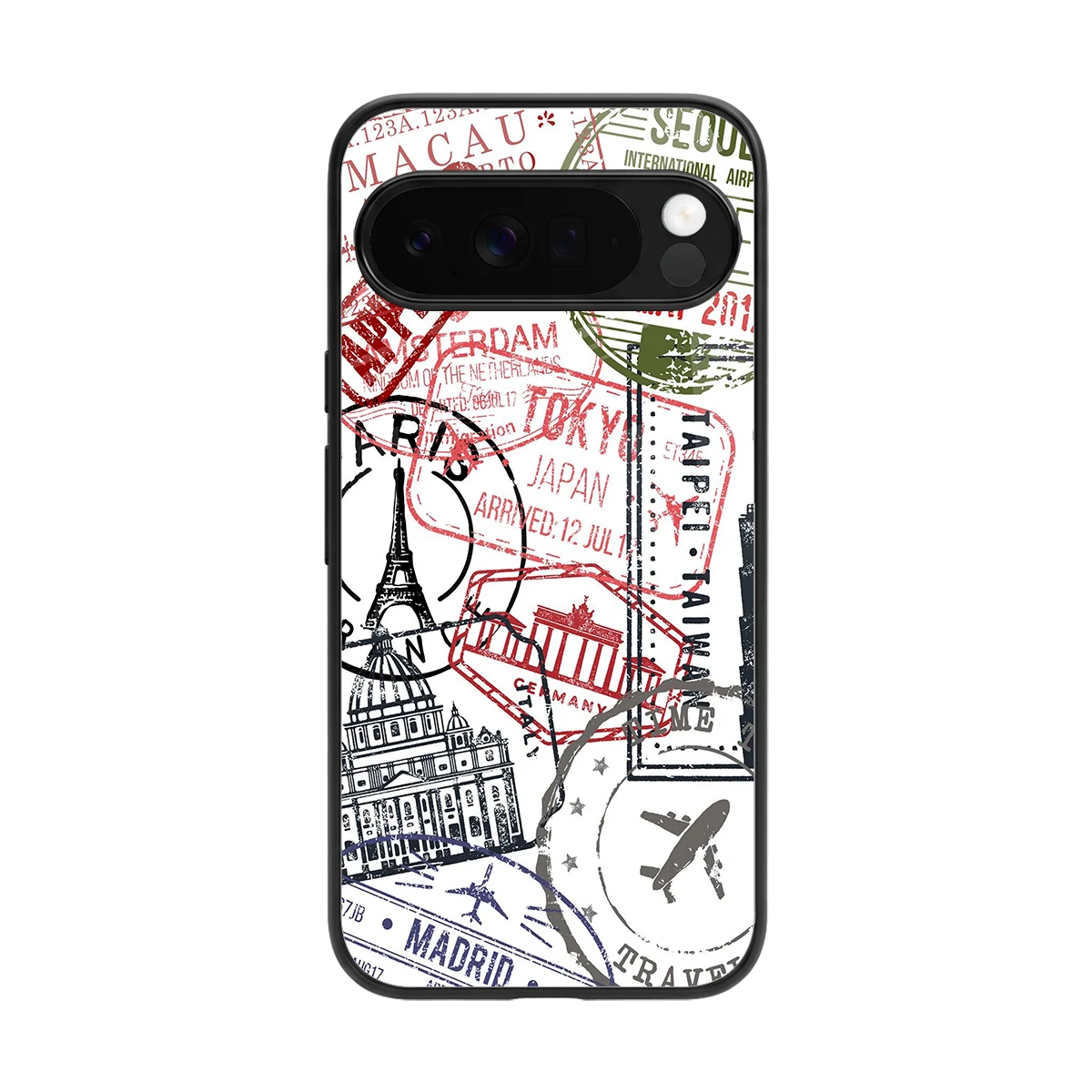 Stamp Collection back phone cover | glass case for google pixel 10 pro xl