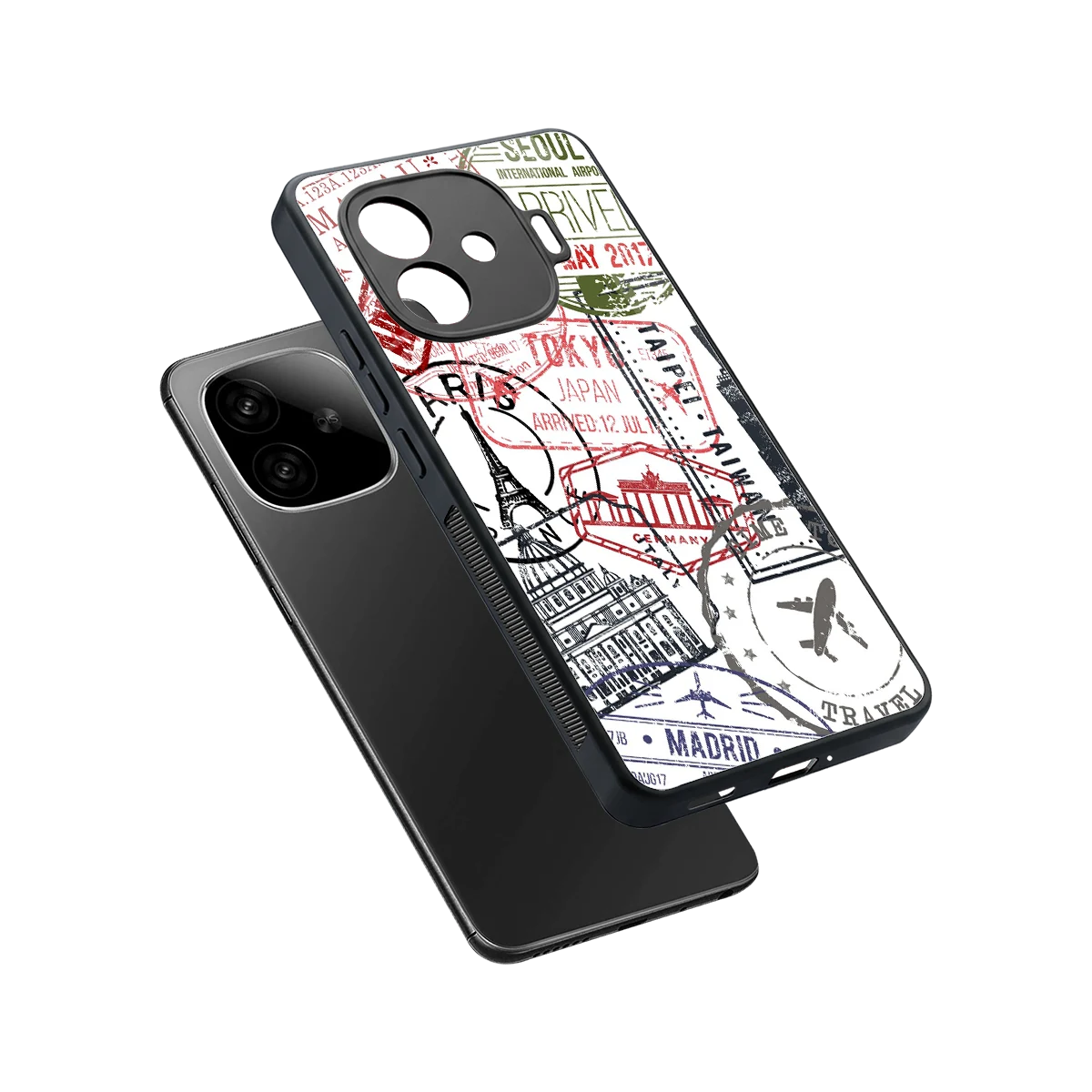 Stamp Collection sleek iqoo neo 10r 5g cover with tempered glass back and TPU edges