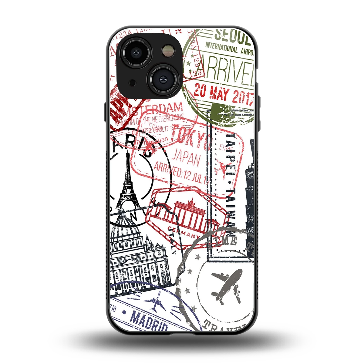 Stamp Collection back phone cover | glass case for iphone 13 mini