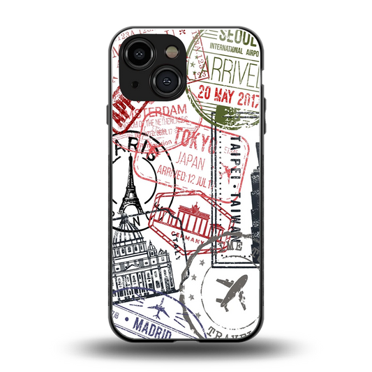 Stamp Collection back phone cover | glass case for iphone 13 mini