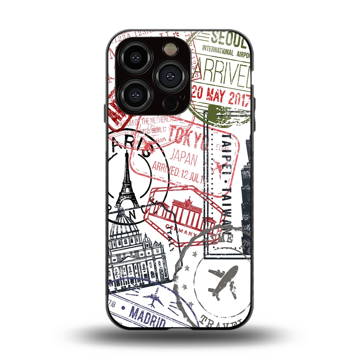 Stamp Collection back phone cover | glass case for iphone 13 pro