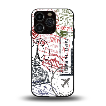 Stamp Collection back phone cover | glass case for iphone 13 pro