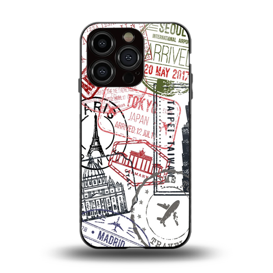 Stamp Collection back phone cover | glass case for iphone 13 pro