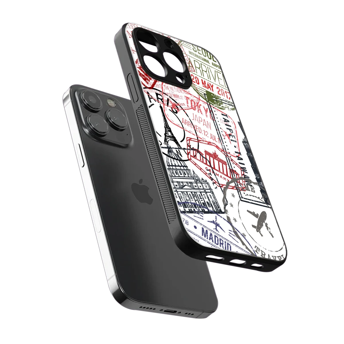 Stamp Collection sleek iphone 13 pro cover with tempered glass back and TPU edges