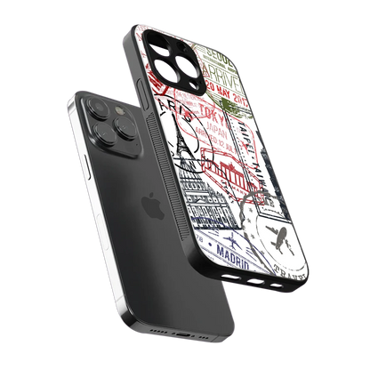 Stamp Collection sleek iphone 13 pro cover with tempered glass back and TPU edges