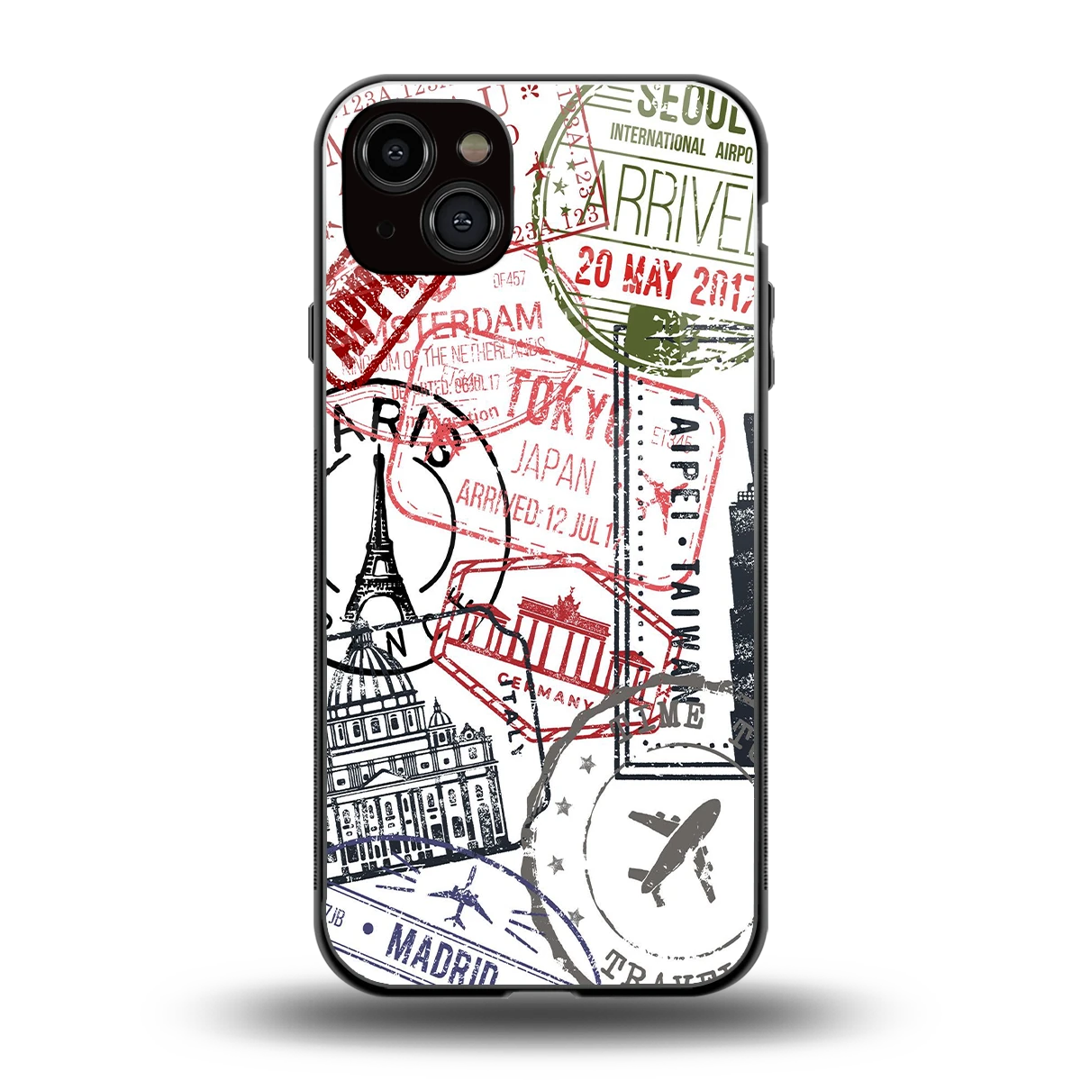 Stamp Collection back phone cover | glass case for iphone 14 plus