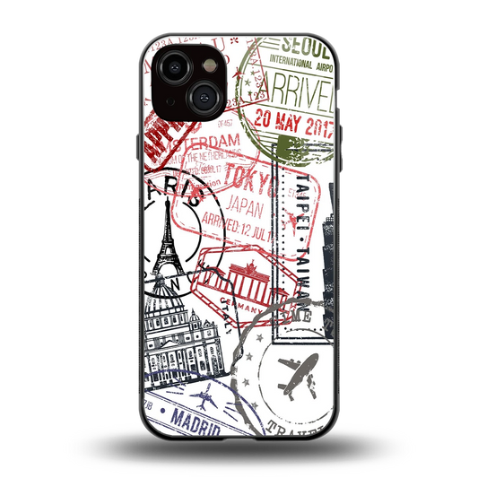 Stamp Collection back phone cover | glass case for iphone 14 plus