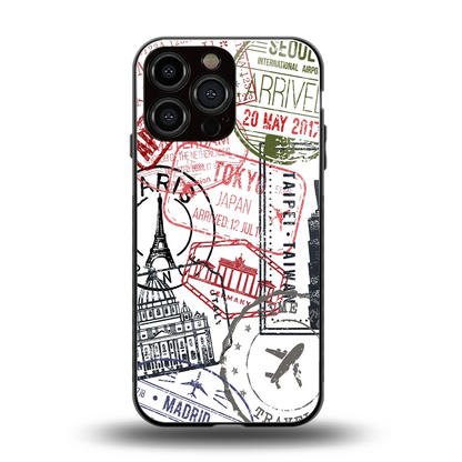 Stamp Collection back phone cover | glass case for iphone 15 pro max