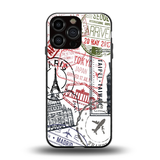 Stamp Collection back phone cover | glass case for iphone 15 pro max
