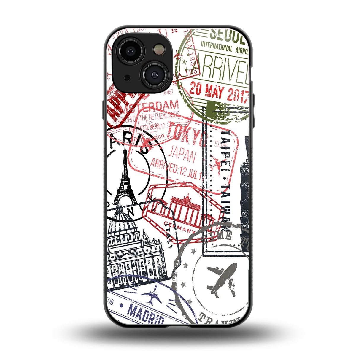 Stamp Collection back phone cover | glass case for iphone 15