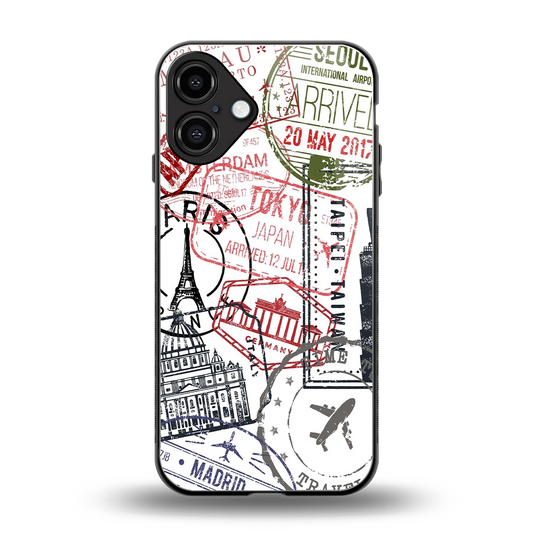 Stamp Collection back phone cover | glass case for iphone 16 plus